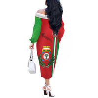 Italy Apulia Off The Shoulder Long Sleeve Dress Map Of Apulia With Coat Of Arms LT19