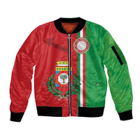 Italy Apulia Sleeve Zip Bomber Jacket Map Of Apulia With Coat Of Arms LT19