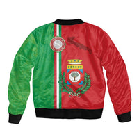 Italy Apulia Sleeve Zip Bomber Jacket Map Of Apulia With Coat Of Arms LT19