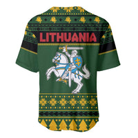 Lithuania Christmas Baseball Jersey Coat Of Arms Linksmu Kaledu - Wonder Print Shop