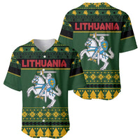 Lithuania Christmas Baseball Jersey Coat Of Arms Linksmu Kaledu - Wonder Print Shop