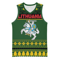 Lithuania Christmas Basketball Jersey Coat Of Arms Linksmu Kaledu - Wonder Print Shop