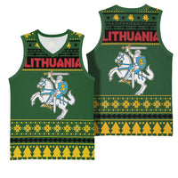 Lithuania Christmas Basketball Jersey Coat Of Arms Linksmu Kaledu - Wonder Print Shop