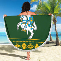 Lithuania Christmas Beach Blanket Coat Of Arms Linksmu Kaledu - Wonder Print Shop