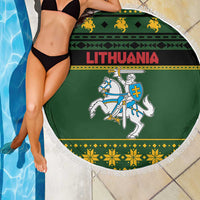 Lithuania Christmas Beach Blanket Coat Of Arms Linksmu Kaledu - Wonder Print Shop