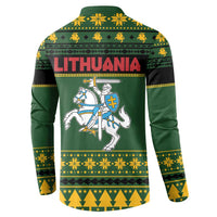 Lithuania Christmas Button Sweatshirt Coat Of Arms Linksmu Kaledu - Wonder Print Shop