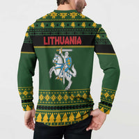 Lithuania Christmas Button Sweatshirt Coat Of Arms Linksmu Kaledu - Wonder Print Shop
