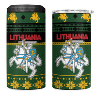 Lithuania Christmas 4 in 1 Can Cooler Tumbler Coat Of Arms Linksmu Kaledu - Wonder Print Shop