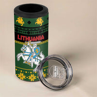 Lithuania Christmas 4 in 1 Can Cooler Tumbler Coat Of Arms Linksmu Kaledu - Wonder Print Shop