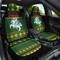 Lithuania Christmas Car Seat Cover Coat Of Arms Linksmu Kaledu - Wonder Print Shop
