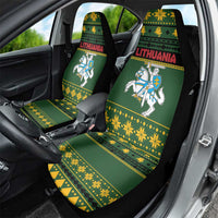 Lithuania Christmas Car Seat Cover Coat Of Arms Linksmu Kaledu - Wonder Print Shop