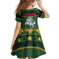 Lithuania Christmas Family Matching Long Sleeve Bodycon Dress and Hawaiian Shirt Coat Of Arms Linksmu Kaledu - Wonder Print Shop