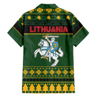 Lithuania Christmas Family Matching Long Sleeve Bodycon Dress and Hawaiian Shirt Coat Of Arms Linksmu Kaledu - Wonder Print Shop