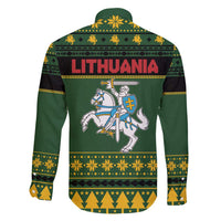 Lithuania Christmas Family Matching Long Sleeve Bodycon Dress and Hawaiian Shirt Coat Of Arms Linksmu Kaledu - Wonder Print Shop