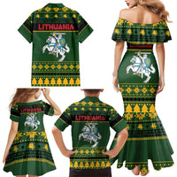 Lithuania Christmas Family Matching Mermaid Dress and Hawaiian Shirt Coat Of Arms Linksmu Kaledu - Wonder Print Shop