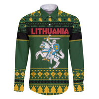 Lithuania Christmas Family Matching Off Shoulder Short Dress and Hawaiian Shirt Coat Of Arms Linksmu Kaledu - Wonder Print Shop