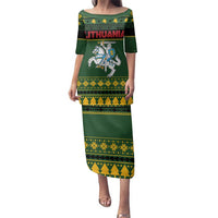 Lithuania Christmas Family Matching Puletasi and Hawaiian Shirt Coat Of Arms Linksmu Kaledu - Wonder Print Shop