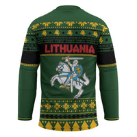 Lithuania Christmas Hockey Jersey Coat Of Arms Linksmu Kaledu - Wonder Print Shop