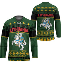 Lithuania Christmas Hockey Jersey Coat Of Arms Linksmu Kaledu - Wonder Print Shop