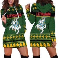 Lithuania Christmas Hoodie Dress Coat Of Arms Linksmu Kaledu - Wonder Print Shop