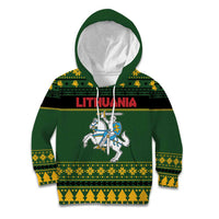 Lithuania Christmas Kid Hoodie Coat Of Arms Linksmu Kaledu - Wonder Print Shop