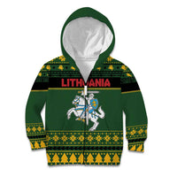 Lithuania Christmas Kid Hoodie Coat Of Arms Linksmu Kaledu - Wonder Print Shop