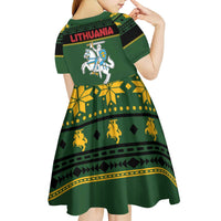Lithuania Christmas Kid Short Sleeve Dress Coat Of Arms Linksmu Kaledu - Wonder Print Shop