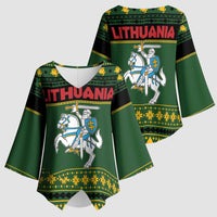 Lithuania Christmas Kimono Sleeve Blouse Coat Of Arms Linksmu Kaledu - Wonder Print Shop