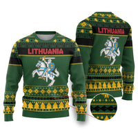 Lithuania Christmas Ugly Christmas Sweater Coat Of Arms Linksmu Kaledu - Wonder Print Shop