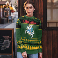 Lithuania Christmas Ugly Christmas Sweater Coat Of Arms Linksmu Kaledu - Wonder Print Shop