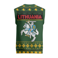 Lithuania Christmas Knitted V-Neck Vest Coat Of Arms Linksmu Kaledu - Wonder Print Shop
