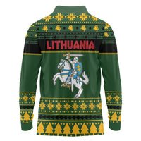 Lithuania Christmas Long Sleeve Polo Shirt Coat Of Arms Linksmu Kaledu - Wonder Print Shop