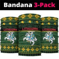 Lithuania Christmas Neck Gaiter Coat Of Arms Linksmu Kaledu - Wonder Print Shop