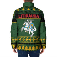 Lithuania Christmas Padded Jacket Coat Of Arms Linksmu Kaledu - Wonder Print Shop