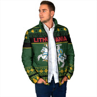 Lithuania Christmas Padded Jacket Coat Of Arms Linksmu Kaledu - Wonder Print Shop