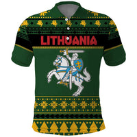 Lithuania Christmas Polo Shirt Coat Of Arms Linksmu Kaledu - Wonder Print Shop