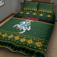 Lithuania Christmas Quilt Bed Set Coat Of Arms Linksmu Kaledu - Wonder Print Shop