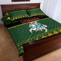 Lithuania Christmas Quilt Bed Set Coat Of Arms Linksmu Kaledu - Wonder Print Shop