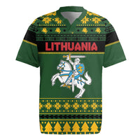 Lithuania Christmas Rugby Jersey Coat Of Arms Linksmu Kaledu - Wonder Print Shop