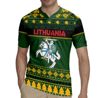 Lithuania Christmas Rugby Jersey Coat Of Arms Linksmu Kaledu - Wonder Print Shop