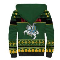 Lithuania Christmas Sherpa Hoodie Coat Of Arms Linksmu Kaledu - Wonder Print Shop