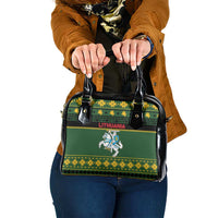 Lithuania Christmas Shoulder Handbag Coat Of Arms Linksmu Kaledu - Wonder Print Shop