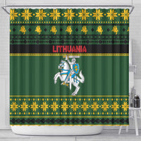Lithuania Christmas Shower Curtain Coat Of Arms Linksmu Kaledu - Wonder Print Shop