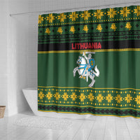 Lithuania Christmas Shower Curtain Coat Of Arms Linksmu Kaledu - Wonder Print Shop