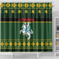 Lithuania Christmas Shower Curtain Coat Of Arms Linksmu Kaledu - Wonder Print Shop