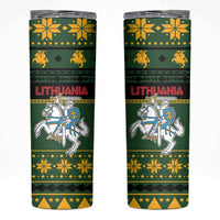 Lithuania Christmas Skinny Tumbler Coat Of Arms Linksmu Kaledu - Wonder Print Shop