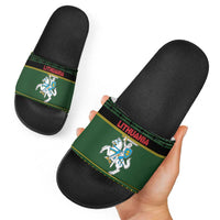 Lithuania Christmas Slide Sandals Coat Of Arms Linksmu Kaledu - Wonder Print Shop