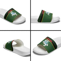 Lithuania Christmas Slide Sandals Coat Of Arms Linksmu Kaledu - Wonder Print Shop