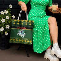 Lithuania Christmas Tote Bag Coat Of Arms Linksmu Kaledu - Wonder Print Shop