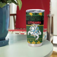Lithuania Christmas Tumbler Cup Coat Of Arms Linksmu Kaledu - Wonder Print Shop